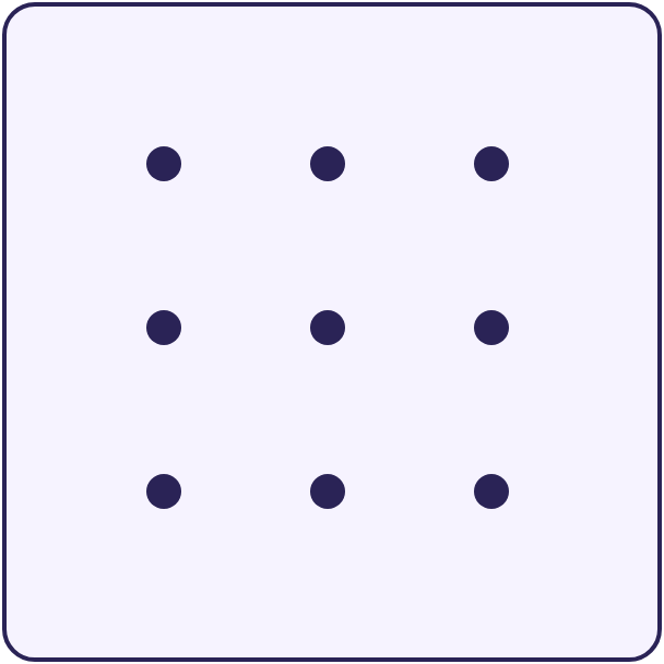 Nine dots arranged in a square grid of three rows and three columns